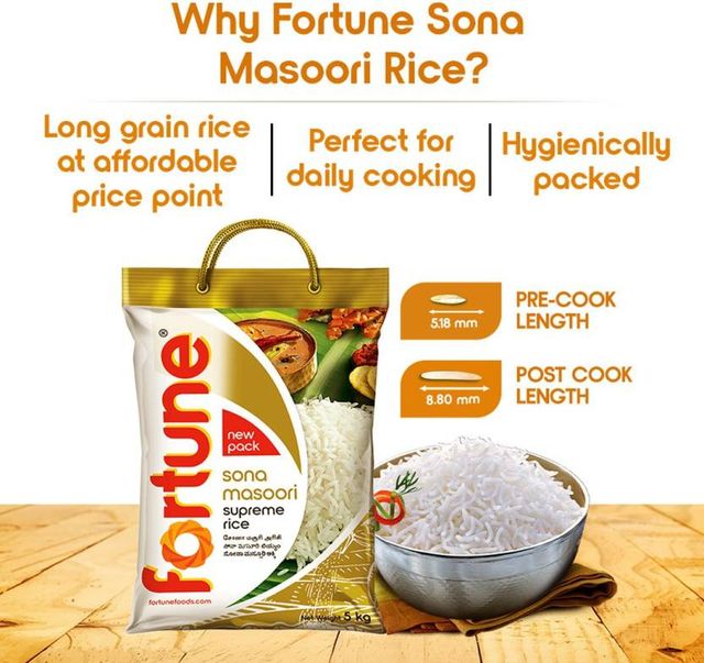 Fortune Sona Masoori Supreme Raw AgedÂ Rice 5 kg Combo