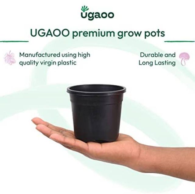 Ugaoo Gardening Plastic Pots For Plants (6 Inch Black Color Set Of 6 ) Plant Container Set