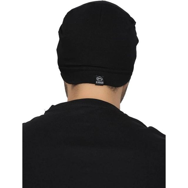 Autofrill Unisex Solid Cotton Skull Cap | Black - Free Size