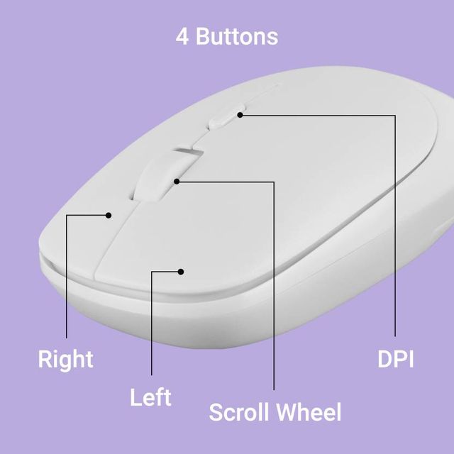 Zebronics Leopard Wireless Mouse, 2.4GHz, 1600 DPI, Silent Click, Mac, Laptop, Computer | White