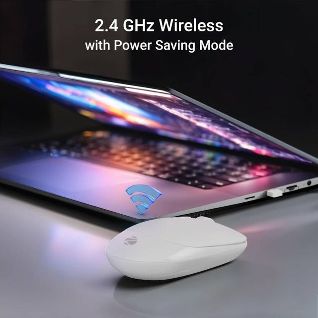 Zebronics Leopard Wireless Mouse, 2.4GHz, 1600 DPI, Silent Click, Mac, Laptop, Computer | White