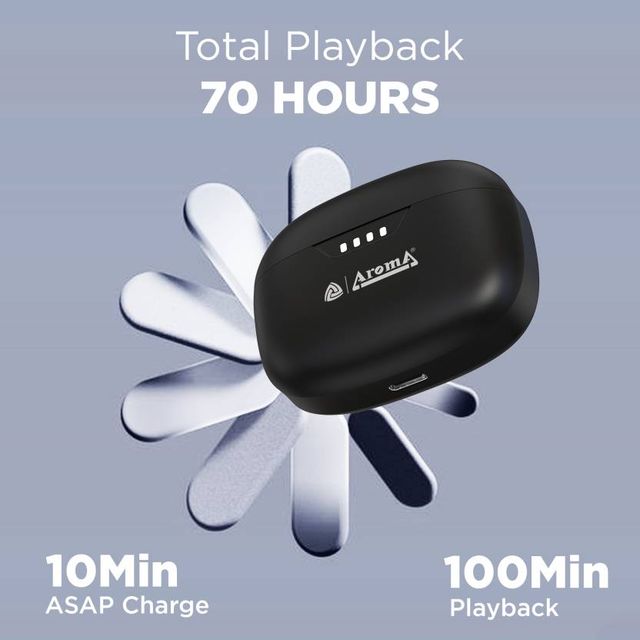 Aroma Nb138 Ascrow - 70 Hours Playback|Tws|Fast Charing |Anc With 32Db Noise Cancellation|Black