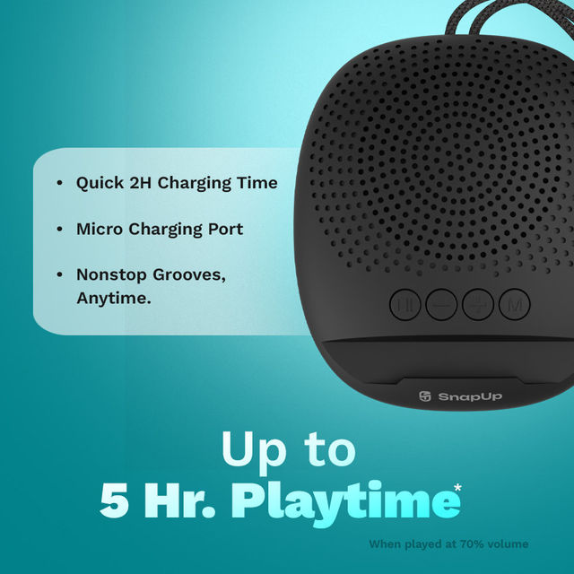 SnapUp Groove S20 Portable Bluetooth Speaker - Onyx