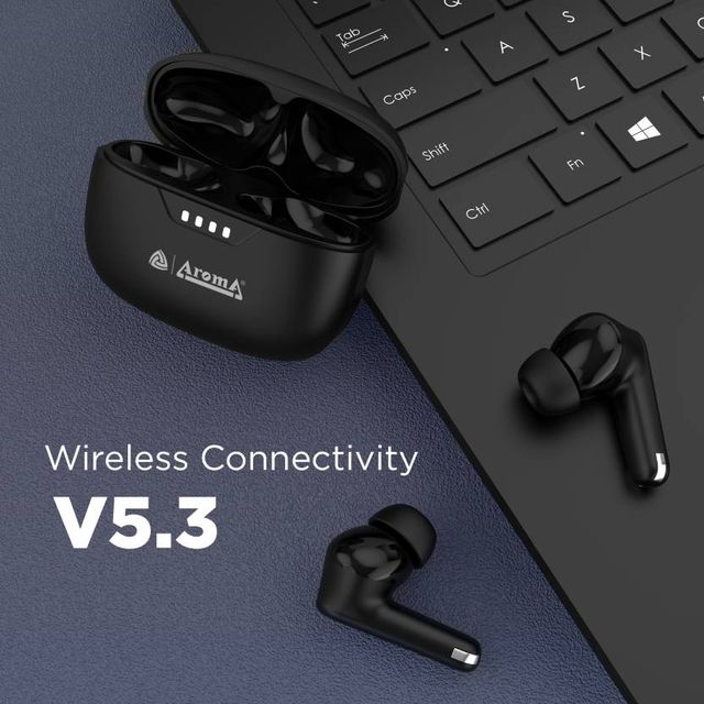 Aroma Nb138 Ascrow - 70 Hours Playback|Tws|Fast Charing |Anc With 32Db Noise Cancellation|Black