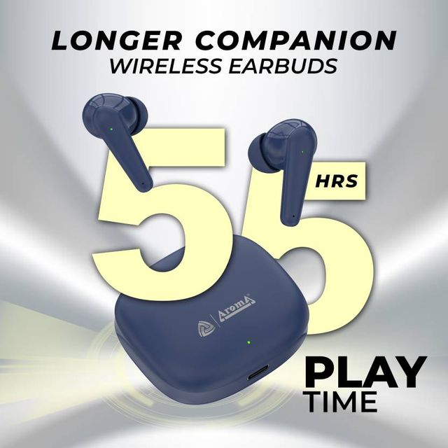 Aroma NB140 Superstar - 55 Hours Playback | TWS | Fast Charing | Dual Device Compatible | Blue