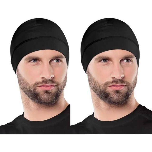 Autofrill Unisex Solid Cotton Skull Cap | Black - Free Size