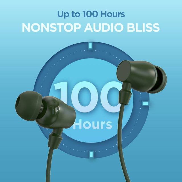Aroma Nb119 Drive - 60 Hours Playback | Wireless Bluetooth Neckband | Dual Pairing | Olive Green