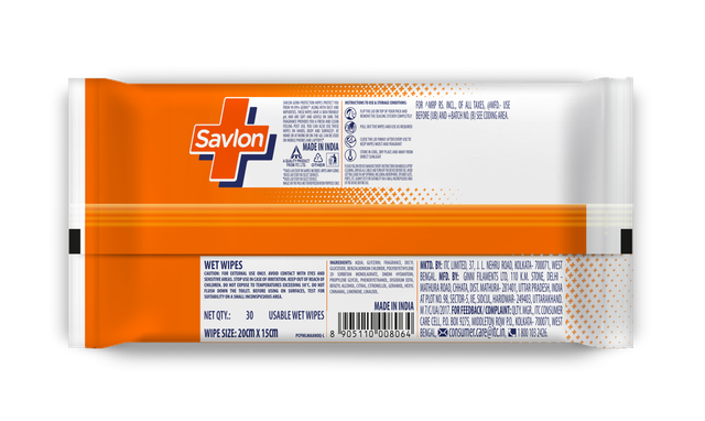 Savlon Germ Protection Multipurpose Wet Wipes with Fliptop Lid | 30 Pulls Per Pack