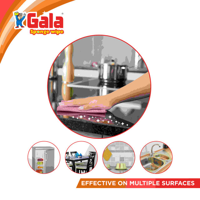 Gala Steel Scrubber Cleaner Home Everyday Scrub(1pc) & Sponge Wipe 3Pcs Set(1pc) Combo