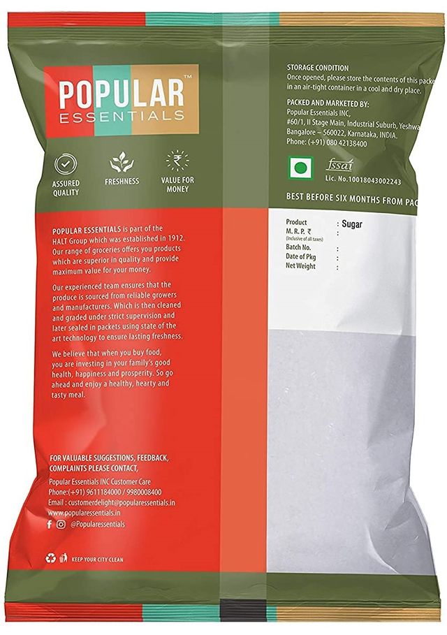 Popular Essentials Refined Sugar (Pouch)