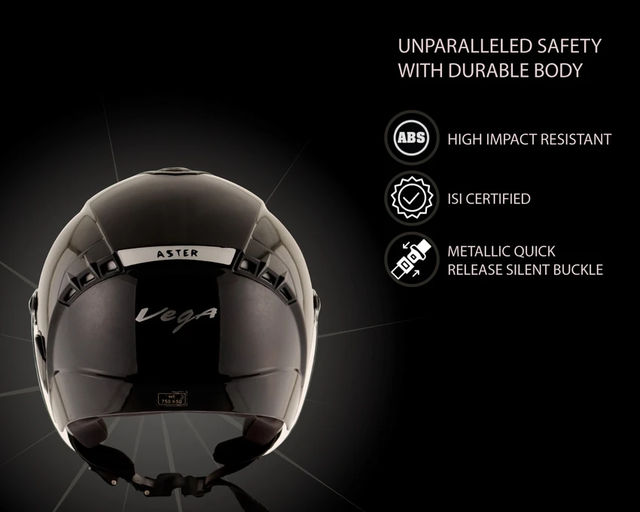Vega Aster Dx Black Open Face Helmet-M