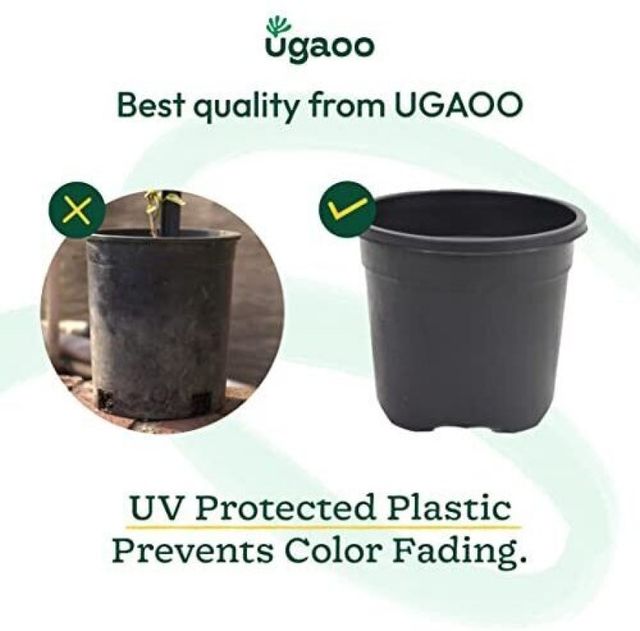 Ugaoo Gardening Plastic Pots For Plants (6 Inch Black Color Set Of 6 ) Plant Container Set