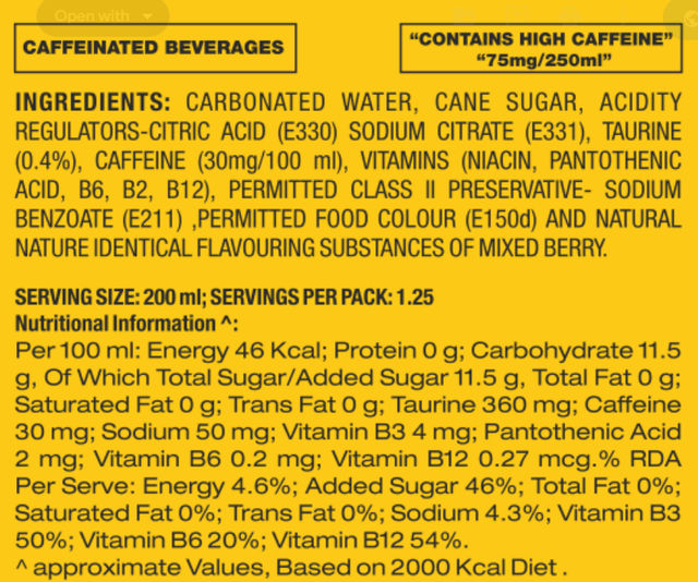 Runner Energy Drink Berry Flavour