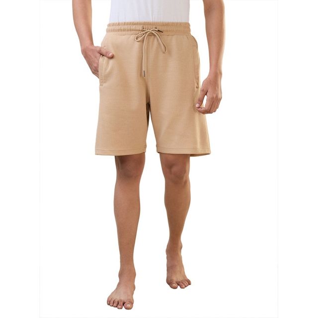 Sleepz by Raymond Mens Regular Fit Solid Pattern Cotton Polyester Blend Shorts | M-Medium Fawn