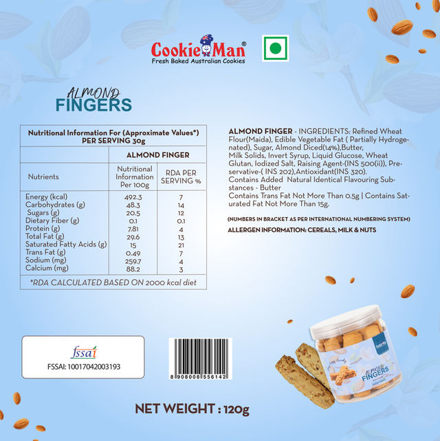 Cookie Man Almond Fingers Cookies Biscuits