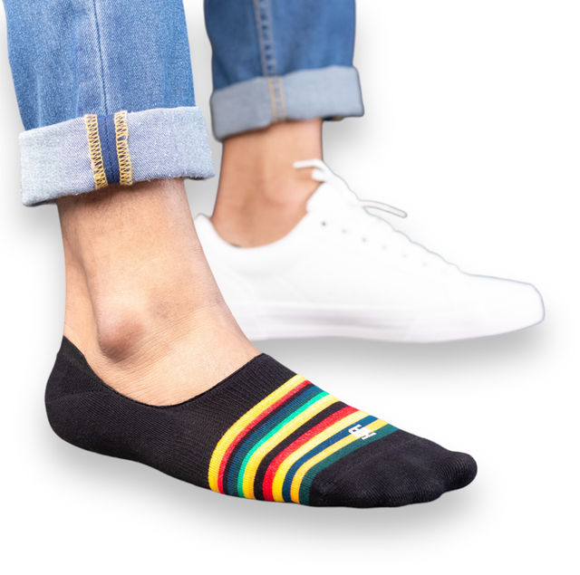 Socksoho Men's Striped Cotton No Show Socks | Multicolour - Free Size
