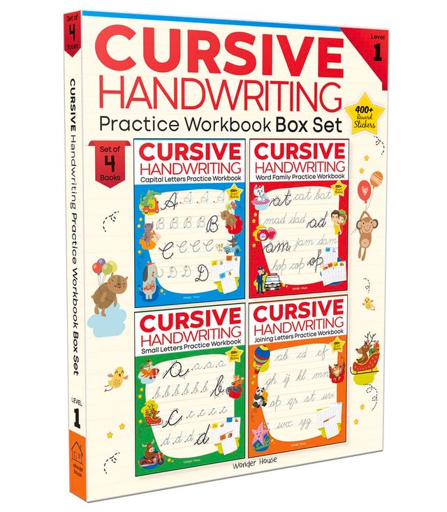Cursive Handwriting Word Family Level 1 Practice Workbooks for Children (Set of 4 Books)