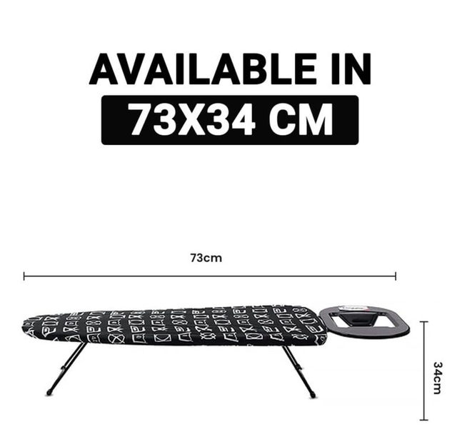 Peng Essentials Zurich Tabletop Ironing Board With Iron Rest- Black, 73x34 Cm Surface - Wall Mount