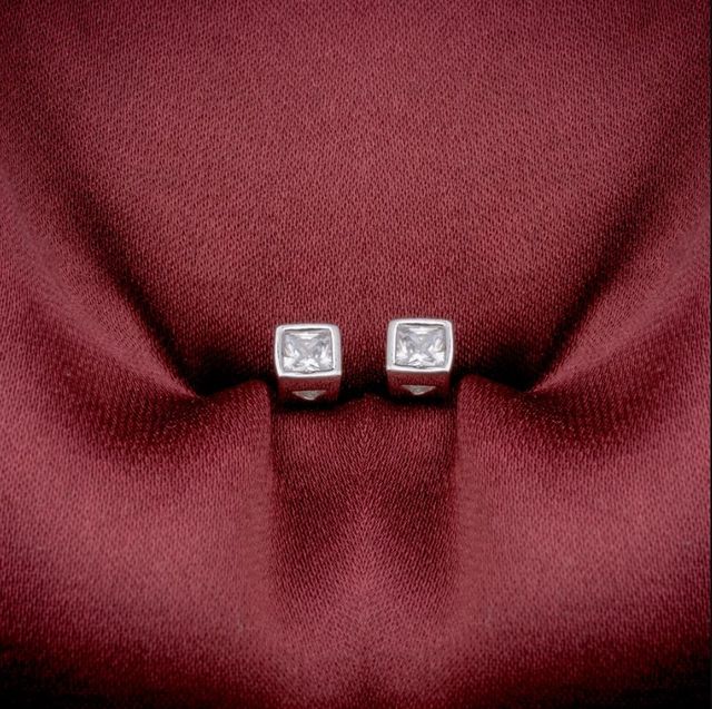 925 Silver Square Bezel Small Earrings by Bodh Gem and Crystals