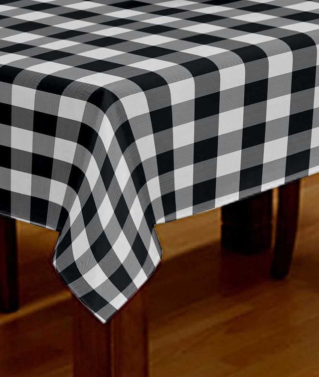 Lushomes Table Cover - Buffalo Checks Black | Side Table Cover | 40 x 40 inch