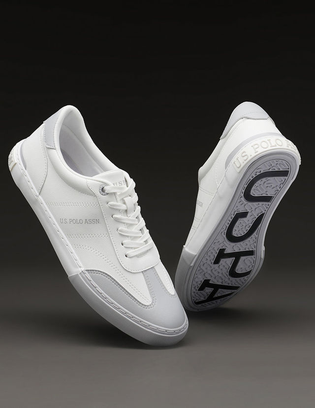 U.S. Polo Assn. Men's Men's Men Round Toe Solid Gain Sneakers Grey - UK 9