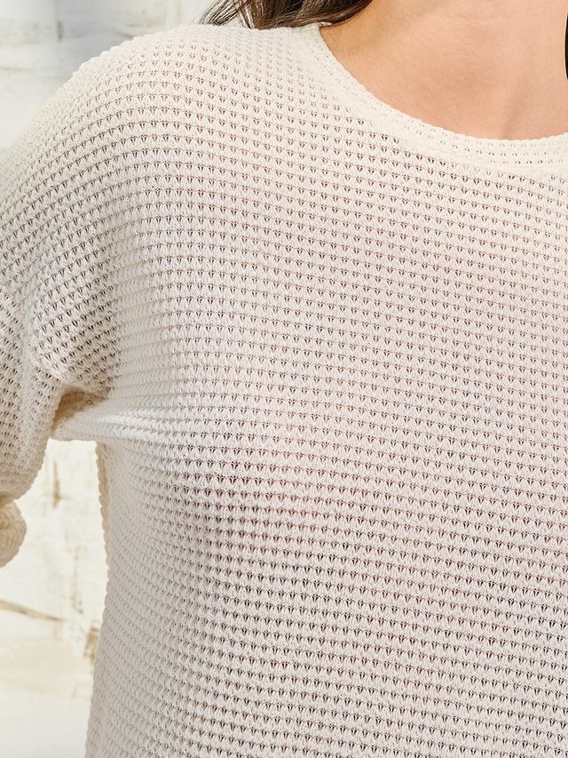 Styli Women's Oversized T-shirt with Solid Textured Fabric and Curved Hem | Beige - L
