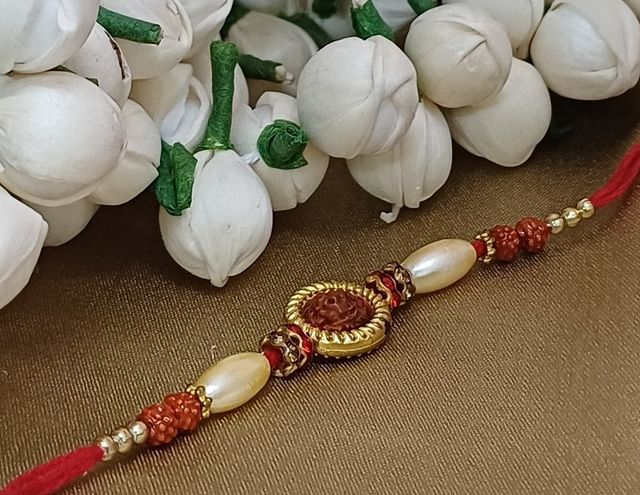 Gullak Rudraksh Circle Rakhi - Traditional and Beautiful