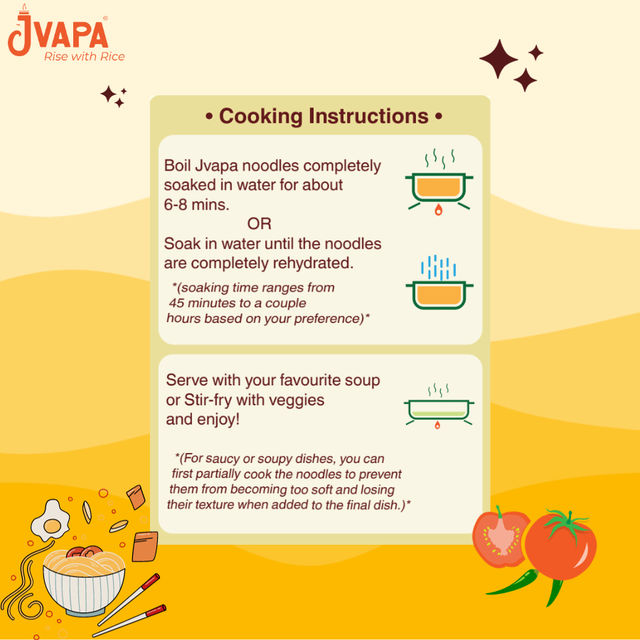 Jvapa Rice Noodles | 100% Rice | Naturally Gluten-Free | Cholesterol Free | No Maida