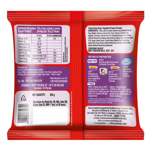 Mccain Crispy Onion Rings 250 g Combo