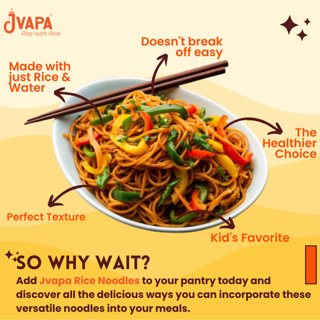 Jvapa Rice Noodles | 100% Rice | Naturally Gluten-Free | Cholesterol Free | No Maida