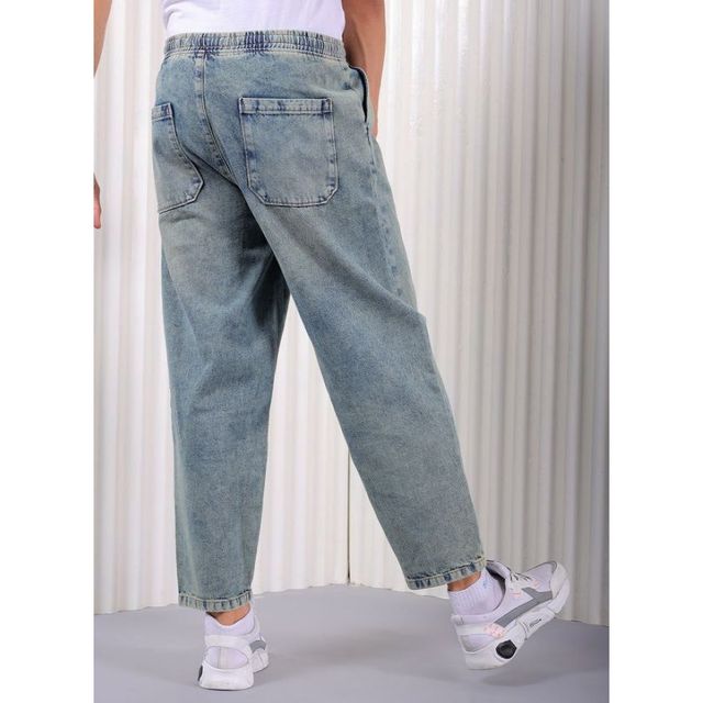 The Indian Garage Co Men's G712 Barrel Loose Fit Solid Street Denim Jogger | Vintage Blue | 34