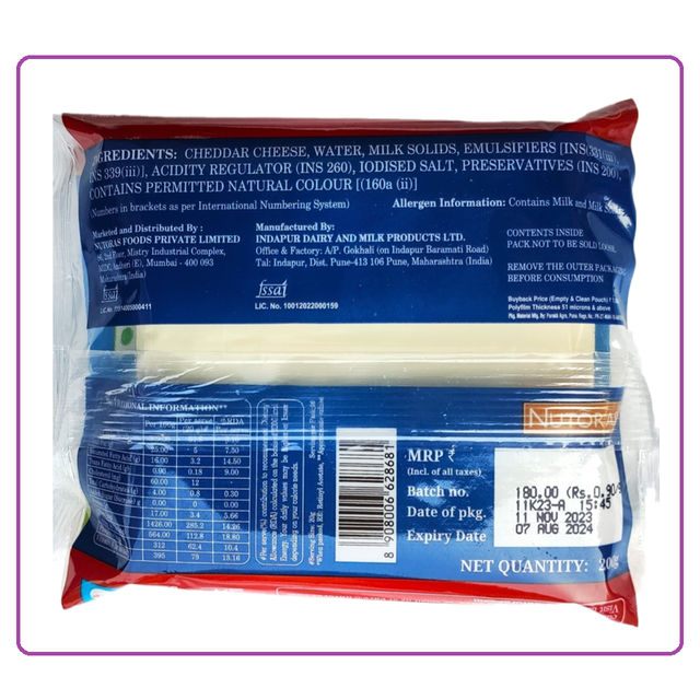 Nutoras Cheddar Cheese Slices