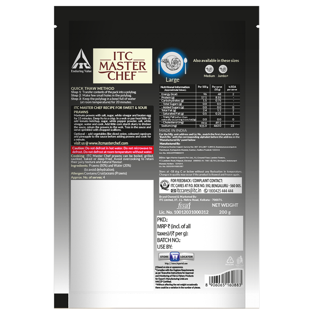 ITC Master Chef Prawns Large Peeled & Deveined 200 g Combo