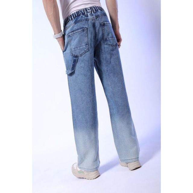 The Indian Garage Co Men's G371 Baggy Fit Solid Casual Jeans | Blue | 34