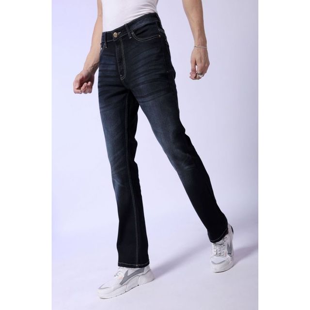 The Indian Garage Co Men's G-Noah Boot Cut Fit Solid Casual Bootcut Jeans | Dark Blue | 30