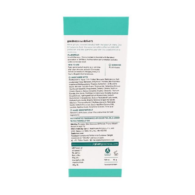 Plum Cica & Hyaluronic Acid Aqua-Light Sunscreen Spf 50 Pa+++