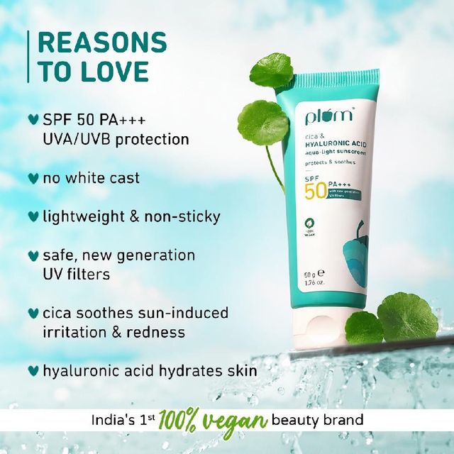 Plum Cica & Hyaluronic Acid Aqua-Light Sunscreen Spf 50 Pa+++