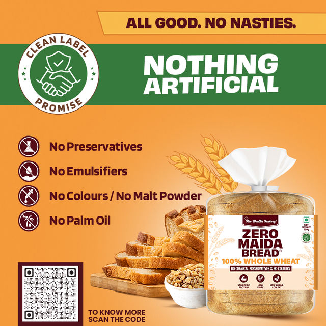 The Health Factory Zero Maida Bread - 100% Whole Wheat