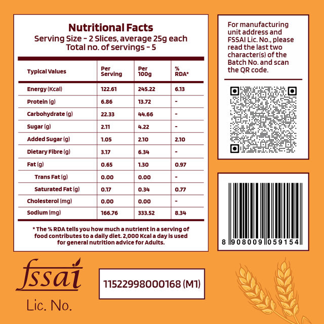 The Health Factory Zero Maida Bread - 100% Whole Wheat