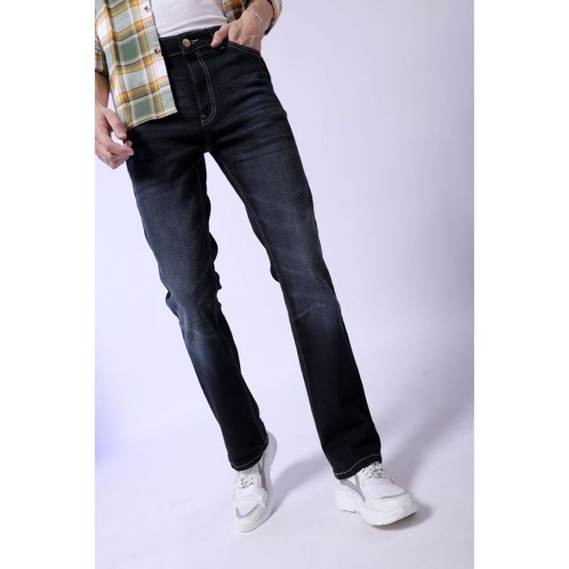 The Indian Garage Co Men's G-Noah Boot Cut Fit Solid Casual Bootcut Jeans | Dark Blue | 30