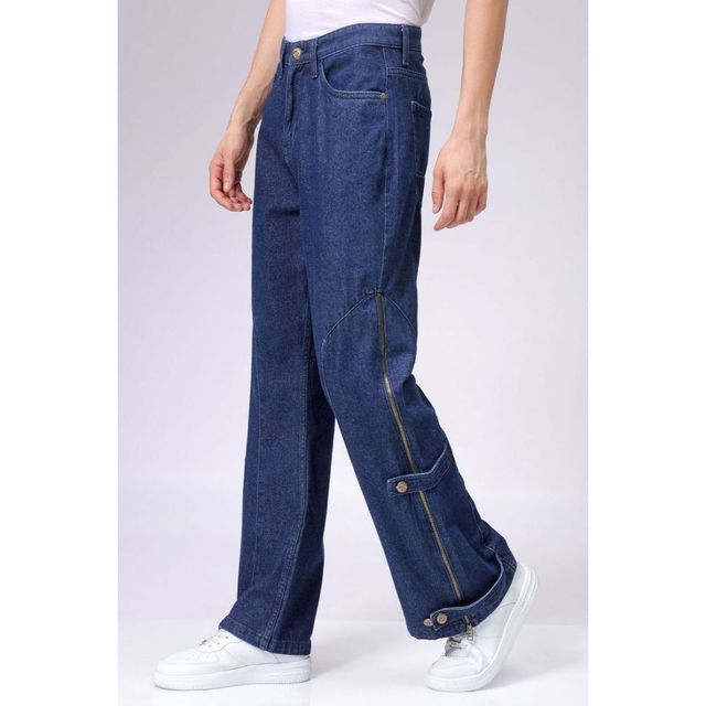 The Indian Garage Co Men | G142 Bootcut Loose Solid Street Jeans | Dark Denim | 32