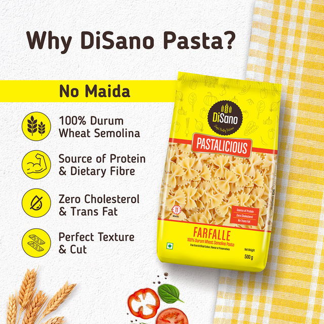 Disano Farfalle Pasta, 100% Durum Wheat, No Maida