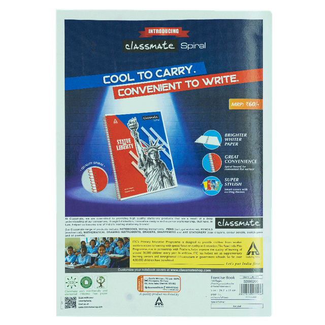 Classmate Longbook Unruled 297X210 140 Page - Assorted Designs