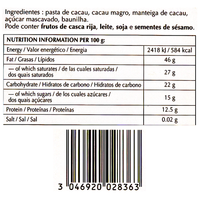 Lindt Excellence 85 % Cocoa Robust Dark Chocolate