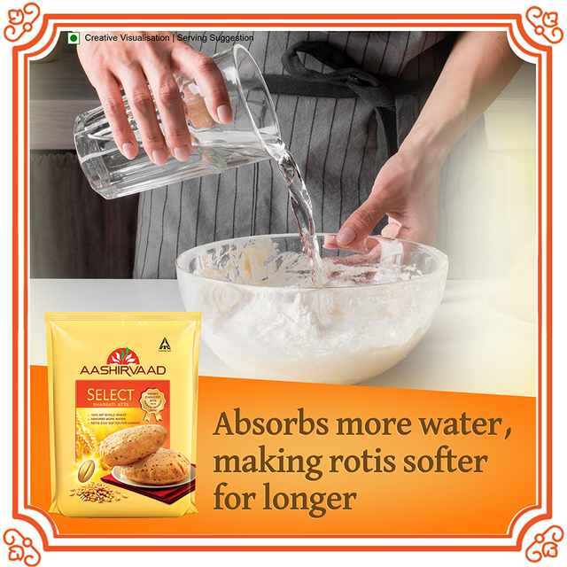 Aashirvaad Select Atta | Made from 100% MP Sharbati Wheat for Softer Rotis 1 kg Combo