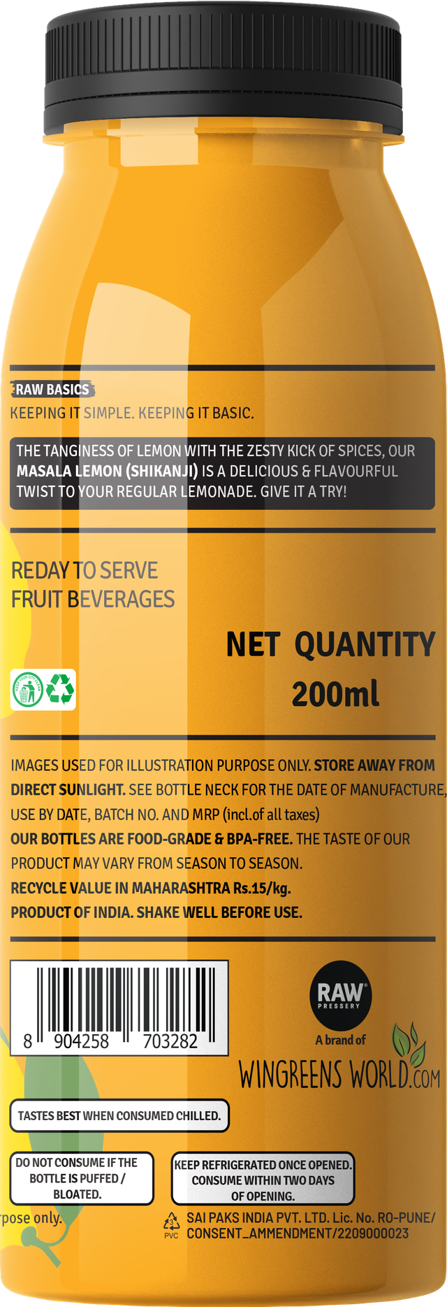 Raw Pressery Shikanji Masala Lemon Juice