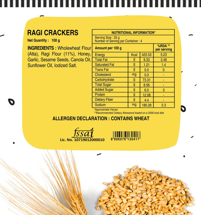 The Baker's Dozen Zero Maida Ragi Crackers Baked Millet Snack