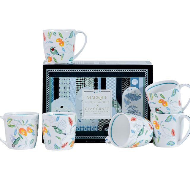 Magique By The Wishing Chair - Mango Paradise Summer | Set Of 6 Mugs | Fine China | 200 ml - 381065
