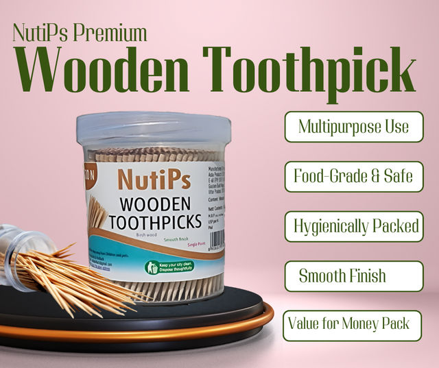 Nutips Premium Wooden Toothpick Jar
