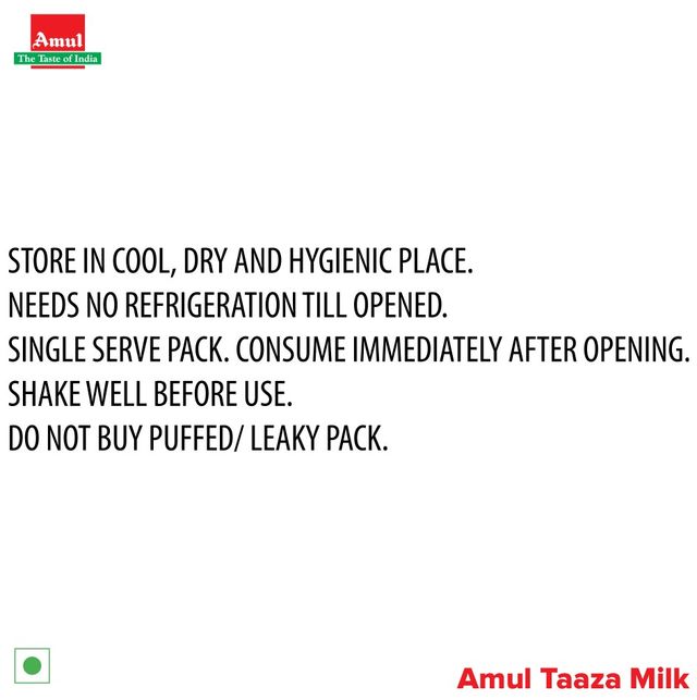 Amul Taaza Homogenised Toned Milk (Tetra Pack) 200 ml Combo